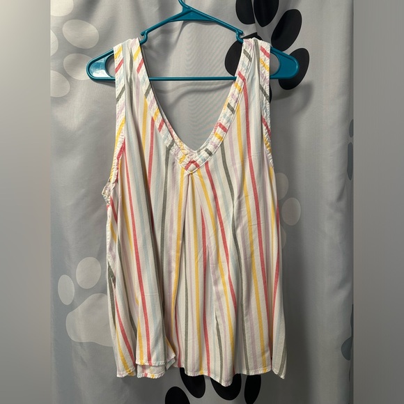 Torrid Challis Stitch Detail Tank, Multi Stripe, Size 2 (2X 18-20) - Picture 3 of 4